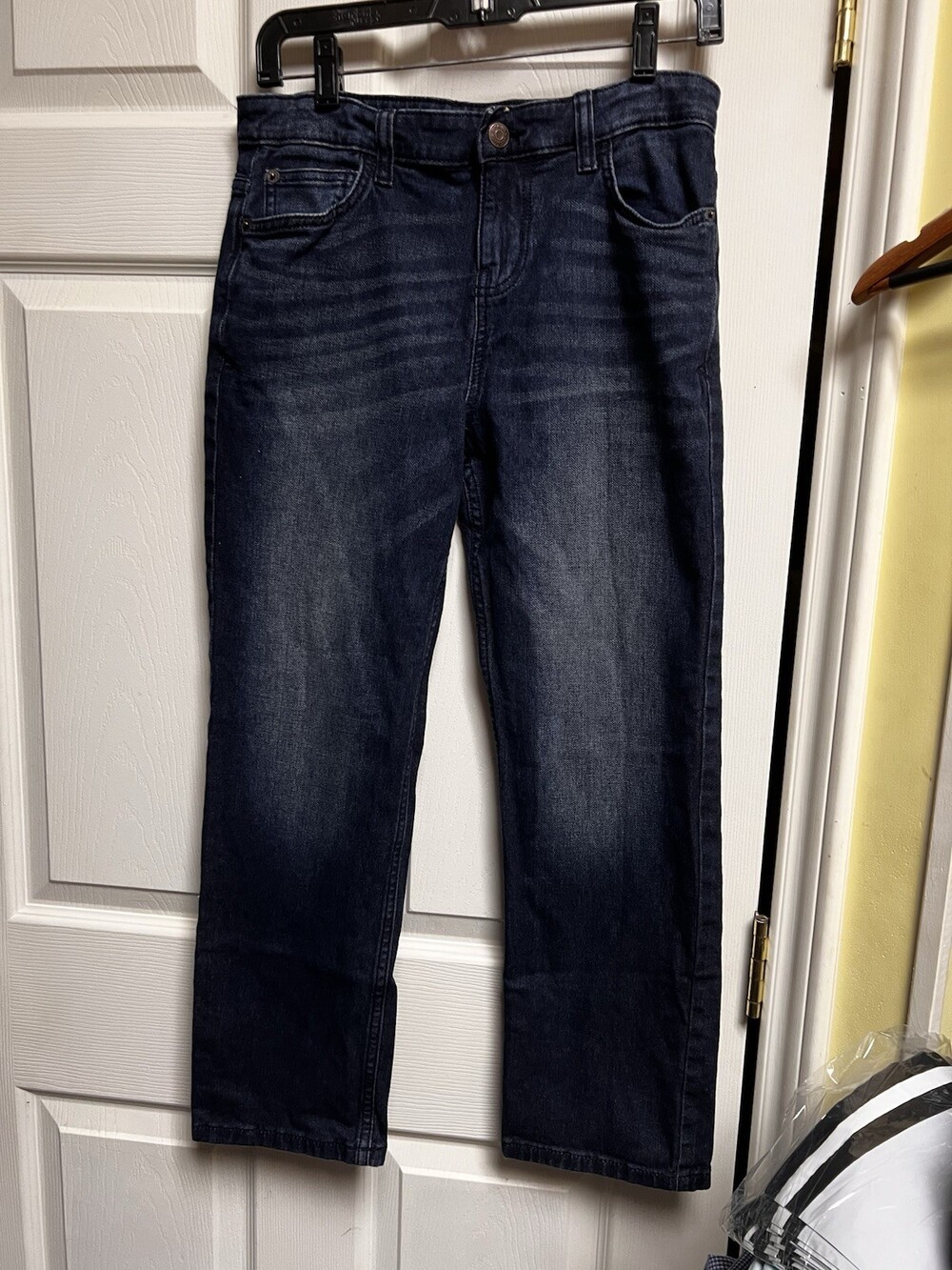 Cat & Jack Boys Straight Stretch Jeans Dark Wash Blue Size 14 Adjustable Waist